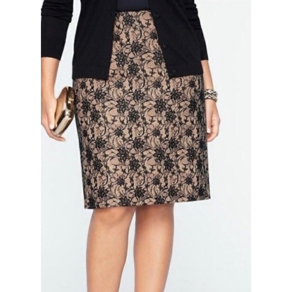 Talbots Lined‎ Black Lace Pencil Skirt Size 12p